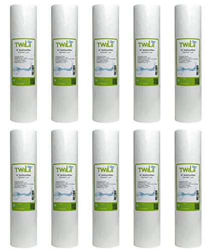 TWaLa - 10 filtros para sedimentos 10 unidades, 1 µm, para ósmosis inversa, sistemas de agua doméstica, agua de pozo para eliminar cargas de hierro