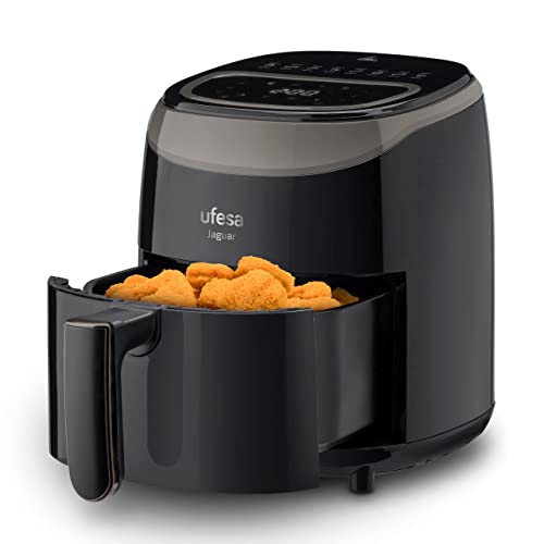 Ufesa Jaguar Freidora de Aire sin Aceite de 3.5L, 8 Programas, 1200W, Digital, Temporizador, Temperatura 80ºC - 200ºC, Sin BPA ni PFOA, Cubeta y Bandeja Anti-Adherentes, Exclusivo Amazon