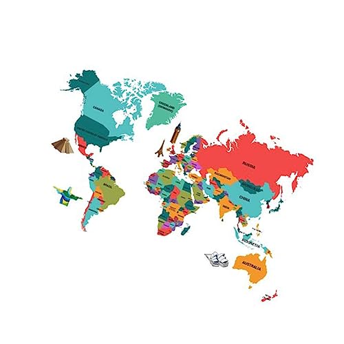 UKCOCO 1 Pc Pelar y Pegar El Mapa Del Mundo Mural De Pared Retirable Etiqueta De La Pared De Casa Etiqueta De La Pared De Pvc Decoración Mural Cuarto De Los Niños 3d Mundo Colorido