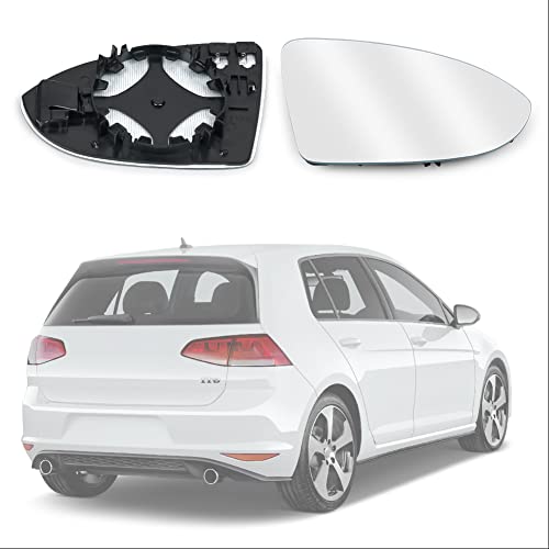 URAQT Wing Mirror Glass, Cristal Espejo Con Calefacción, Espejo Retrovisor Izquierdo, Compatible con VW Golf MK7 2013-2020, Cristal de Espejo de Repuesto Blanco