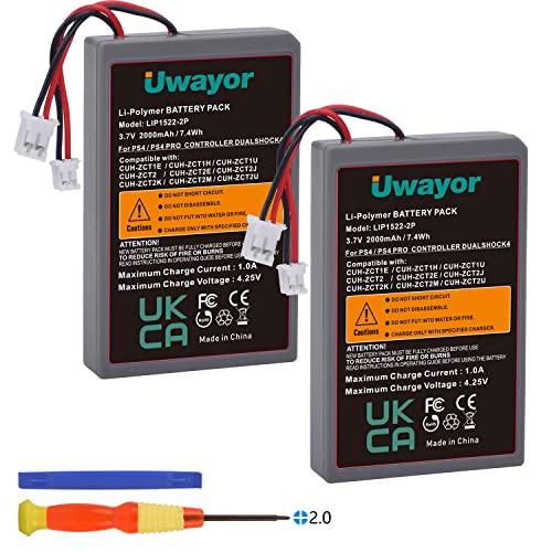 Uwayor Batería de repuesto para mando PS4 para Sony Playstation 4 y PS4pPro con herramienta de instalación