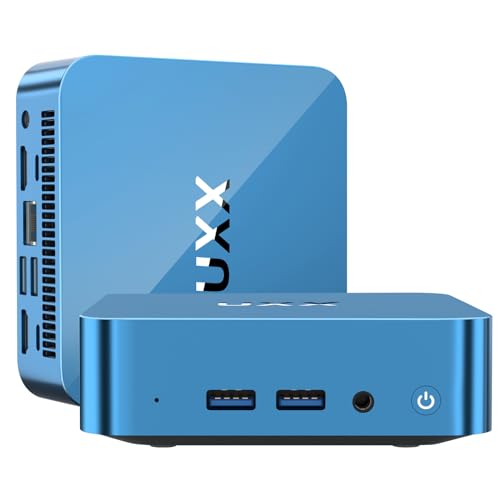 UXX Mini PC 2023, computadora de Escritorio N5095, 8GB DDR4X RAM/256GB M.2 2280 SSD+Expandible M.2 2242 SSD+ WiFi, Pantalla Triple 4K con Mouse/USB/BT/LAN/HD/Tipo-C-Azul