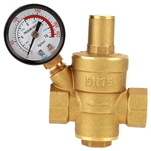 Válvula reductora de presión de agua Aeloa-válvula reductora de presión de agua ajustable de latón DN15 con manómetro para uso doméstico