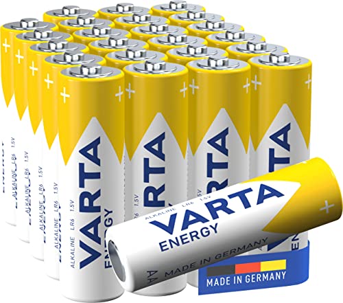 Varta Pila Energy AA Mignon LR06 (paquete de 24 unidades), pila alcalina – "Made in Germany" – Adecuado para radios y relojes de pared