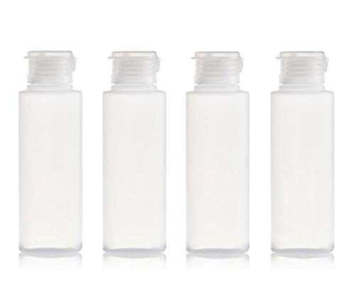 VASANA 4 tubos blandos de plástico transparente de 100 ml de 100 ml y rellenables, botellas de viaje para maquillaje facial, loción emulsión, champú, acondicionador, ducha, artículos de tocador