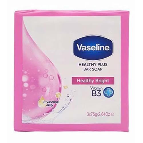 Vaseline Healthy Plus Bar Soap Healty Bright - Jabón de bar (3 x 75 g)