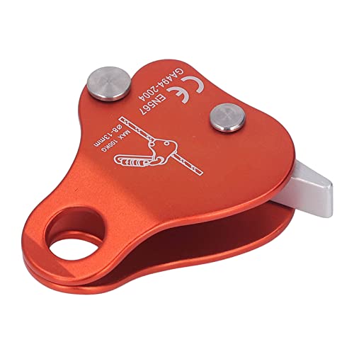 Vbestlife Agarradera para Cuerda de Escalada, Aleación de Aluminio Autoblocante 8‑13mm Tope de Agarradera para Cuerda de Escalada para Escalada Al Aire Libre Montañismo(Naranja)