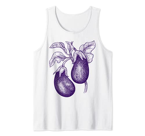 Vegetal púrpura Vintage Graphic Vegetarian - Berenjena Camiseta sin Mangas