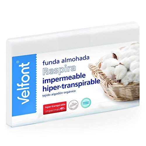 Velfont Funda Almohada Respira Transpirable hipermeable hipoalergenico Tratamiento aloevera Todas Las Medidas (90cm)