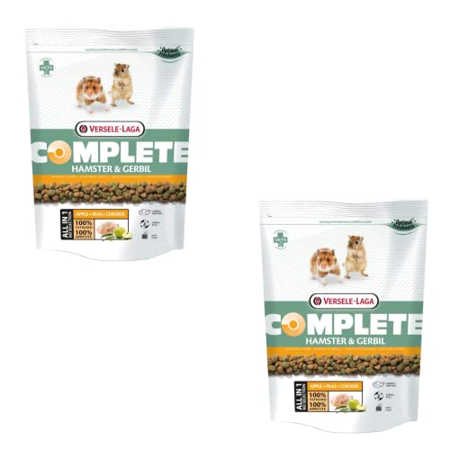 Versele-Laga Complete Hamster & Gerbil | Paquete doble | 2 x 500 g | Alimento completo para hámsters y jerbos del desierto | Con pellets todo en uno ricos en proteínas | Para más energía