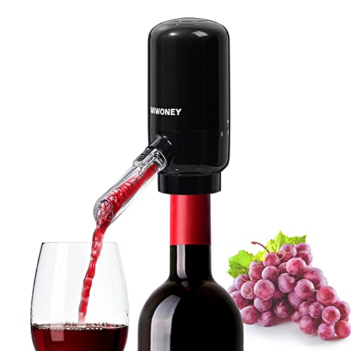 Vertedor Eléctrico de Vino Aireador, Decantador Aireación Automático, Dispensador de Vino Inteligente con Dos Tubos de Conexión de Silicona Negro