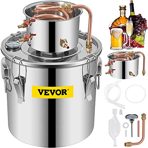 VEVOR Destilador de Vino, 38,5L 35x40cm Equipo para Destilación de Agua, Acero Inoxidable Destilador de Bebida con Termómetro para De