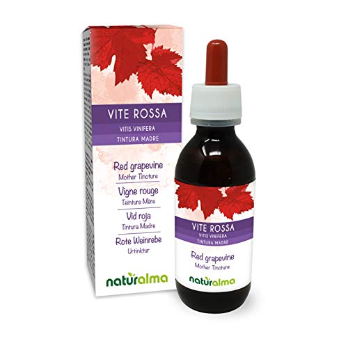 Vid roja (Vitis vinifera) hojas Tintura Madre sin alcohol Naturalma | Extracto líquido gotas 120 ml | Complemento alimenticio | Vegano