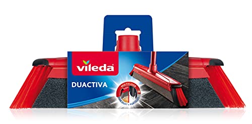 Vileda - Recambio cepillo Duactiva, barrera de espuma combinada con dos tipos de cerdas, color rojo y negro