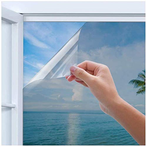 Vinilos para Cristales 75x200 Vinilo Espejo para Ventanas Privacidad Vinilo Espejo Unidireccional Láminas Protección Solar Anti UV Calor Termica Película para Ventana, Pegado Electrostático, Plata