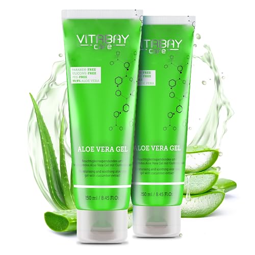Vitabay - Gel 99.9% de aloe vera y extracto de pepino, hidratante y calmante