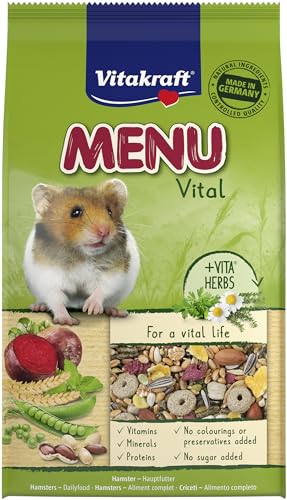 Vitakraft - Menú Premium Vital para Hámsters con Mezcla de Semillas, Frutos Secos y Vegetales, Alimento Principal - 1 kg