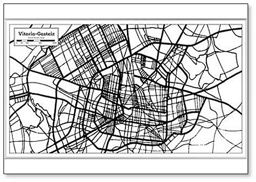 Vitoria Gasteiz mapa de la ciudad de España en estilo retro. Imán clásico para nevera