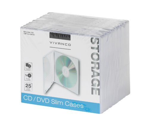 Vivanco - Lote de Cajas para CD y DVD (25 Unidades) Transparente