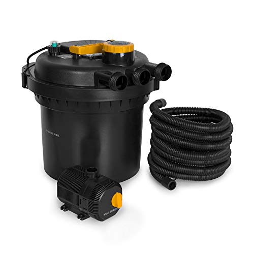 Waldbeck Aquaklar Black Edition - Filtrado para estanque, Clarificador UV-C, 11 vatios, Rendimiento de 9000 l/h, Bomba sumergible de 35 vatios, Para estanques de hasta 3000/6000 litros, Negro