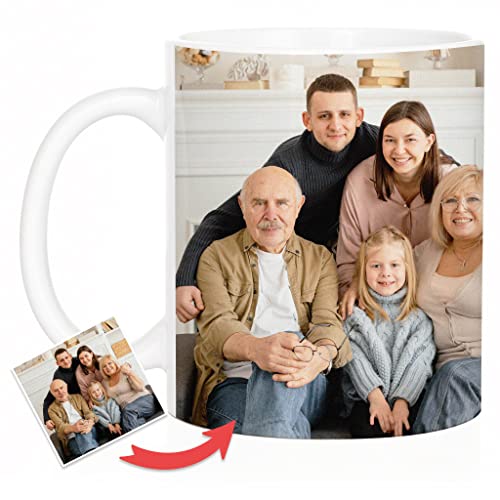 Wanapix | Taza Personalizada con Foto y Texto | Taza de Cerámica con Diseño Único | Regalo para Amigos y Familiares | Apta para Microondas | Capacidad de 325ml | Interior y Asa Color Blanco Mate