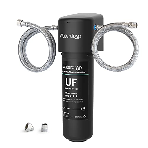 Waterdrop 10UA-UF Sistema de filtro de agua para debajo del fregadero de agua ultra bajo encimera de 0,01 micras, reduce el cloro, plomo, fluoruro, mal sabor y olor, alta capacidad de 30000 Liters
