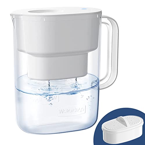 Waterdrop Lucid Jarra con filtro de agua purificador de agua con 1 filtro de 90 días, 3,5 L, reduce el fluoruro, el cloro y más, certificado NSF, sin BPA, blanco (filtro de repuesto: WD-PF-01A Plus)