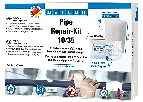 WEICON 10710003 Pipe Repair 10/35 | Kit de reparación Grietas y Fugas en tuberías y conductos