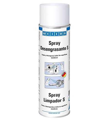 WEICON Spray Desengrasante S | 500 ml | Para todos los metales, vidrio, cerámica y numerosos plásticos | Transparente