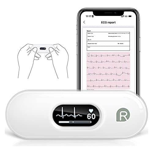 Wellue DuoEK-S Monitor Personal de ECG, Monitores Cardíacos Portátiles Inalámbricos Bluetooth con Pantalla OLED de 0,96 Pulgadas, Monitoreo de 30s-5min, APP para iOS y Android