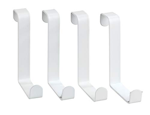 WENKO Juego de 4 ganchos para puerta, percheros para la puerta del baño o la cocina, 7,6 x 1,2 x 6 cm, blanco mate