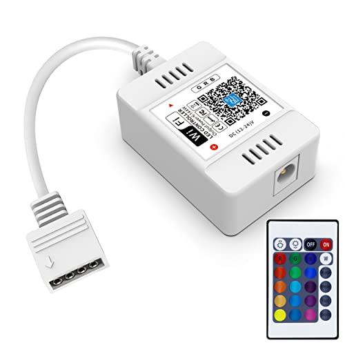 Wifi RGB Tira LED Controlador - Google Home, Alexa, IFTTT, Siri WiFi Teléfono Inteligente Inalámbrica Compatible - IR Remote Control para 5050/3528 RGB Tiras LED