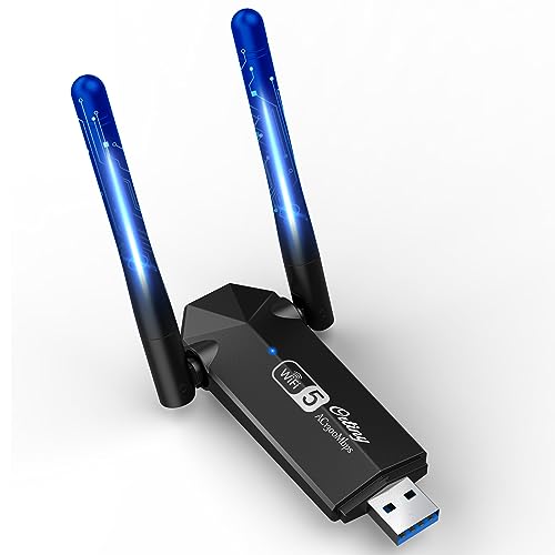 WiFi USB, AC1300Mbps Antena WiFi USB 3.0 Dual Band 5GHz/2.4GHz Adaptador WiFi USB para PC/Desktop/Laptop/Tablet USB WiFi con 5dBi Soporta Windows 11/10/8/7/Vista/XP Mac OS X