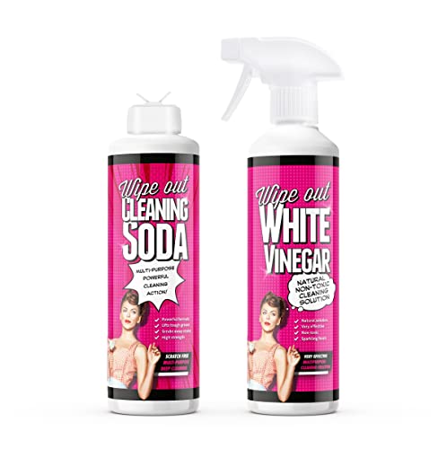 Wipeout - Bicarbonato de sodio y vinagre blanco en spray | Potente dúo de limpieza del hogar (2 x 500 ml)