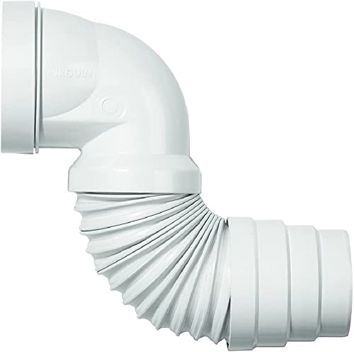 Wirquin 70718863 - Tubo de inodoro en ángulo adaptable a casi todos los inodoros con cuerpo extensible para pegar, color blanco