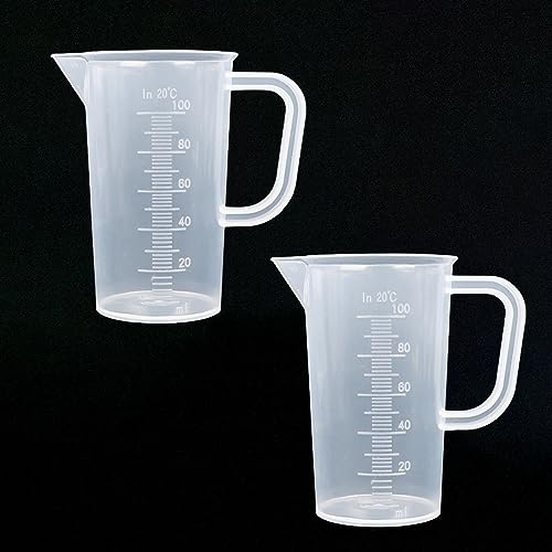 Wisebom 2 Piezas Vaso Medidor de Plástico, Jarra Medidora con Asa, Transparente Taza Graduada, Vasos Dosificadores para Cocina y Laboratorio