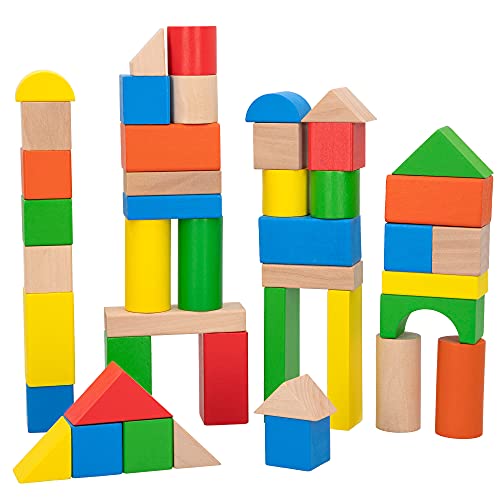 WOOMAX 40993 - Juego de construcción madera, Bloques, para niños, 100 piezas, +18 meses, Madera 100% sostenible y biodegradable
