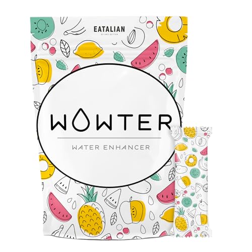 WOWTER by AMZ BETTER, Bebida Instantánea, Surtido de 12 Sabores Mezcla, Para Aromatizar el Agua, Sin Calorías, Libre de OMG, Sin Gluten, Sin Azúcares, Made in Italy, 48