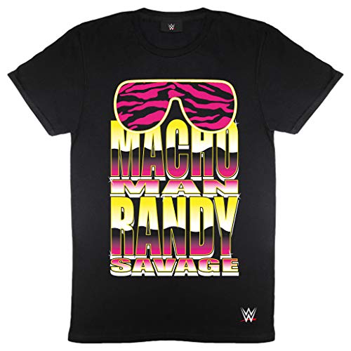 WWE Macho Man Randy embiste Camiseta para Hombre Negro S | Wrestlemania, Idea del Regalo de cumpleaños para el papá Hijo Hermano, para el hogar o en el Gimnasio