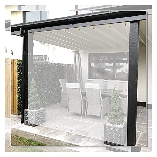 WZYJLyds Paneles Laterales de Lona Impermeable Transparente, Cortinas de Lona Exterior Lona de Plástico PVC para Pérgola, Porche, Patio, Cenador, Cochera, con Ojales (Color : Clear, Tamaño : 2x3m)