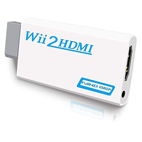 Xahpower Wii a HDMI Converter, Adaptador Wii Hdmi de vídeo Full HD 1080P con Conector de Audio de 3,5 mm y Salida HDMI Compatible con Nintendo Wii, Wii U, HDTV (Blanco)