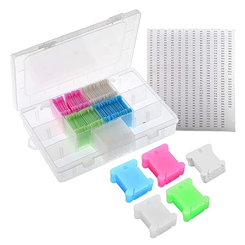 YIXISI 150 Piezas Bobinas de Hilo de Plástico Colores, Caja Organizadora de Hilo de Bordar, con Caja de Almacenamiento e Pegatinas de Números, para Bordar Coser Artesanal DIY