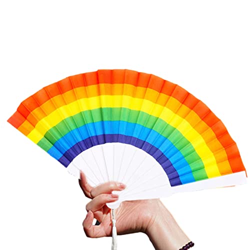 Yusheng Abanico del Orgullo - Abanico granimpermeable Pri,Mano Colorido, decoración Fiesta arcoíris, abanicos del Mes del Orgullo LGBT Abanicos Plegables a Mano para la procesión