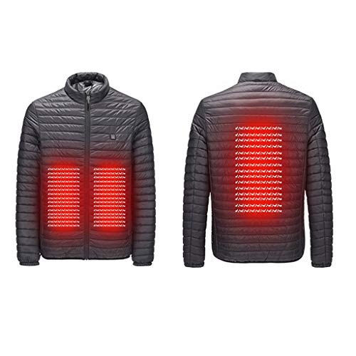 Yvelands-Men Chaqueta con USB Calefacción, abrigo, capa de acolchado eléctrico y chaquetas calientes para Hombres 3XL Negro