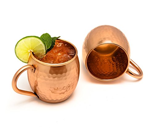 Zap Impex Moscow Mule - Juego de 2 Tazas de Barril de Cobre 100% Hechas a Mano Tazas de cóctel de Cobre Macizo Puro de 16 oz