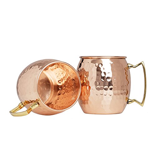 Zap Impex Pure Copper Moscow Mule Cup, Cobre Martillado, Juego de Regalo de 2