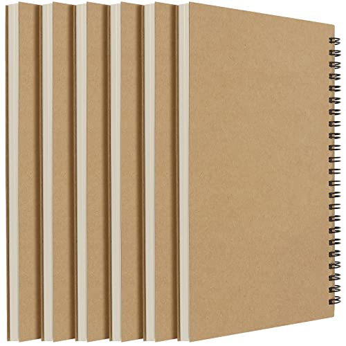 ZEONHEI 6 cuadernos de dibujo A5 con espiral, 120 páginas/60 hojas en blanco, encuadernación en espiral, bloc de bocetos A5, bloc de dibujo para notas y pintura