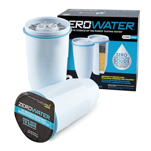 ZeroWater Cartuchos de Filtro de Agua de Repuesto (paquete de 2) Libre de BPA y certificados para Reducir el Plomo y Otros Metales Pesados