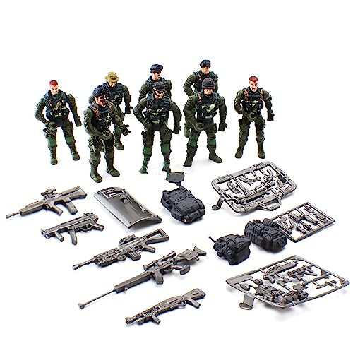 ZEZEFUFU 8 figuras de acción de soldados con accesorios de armas, articulaciones móviles, juego de equipo de patrulla SWAT para regalos de niños