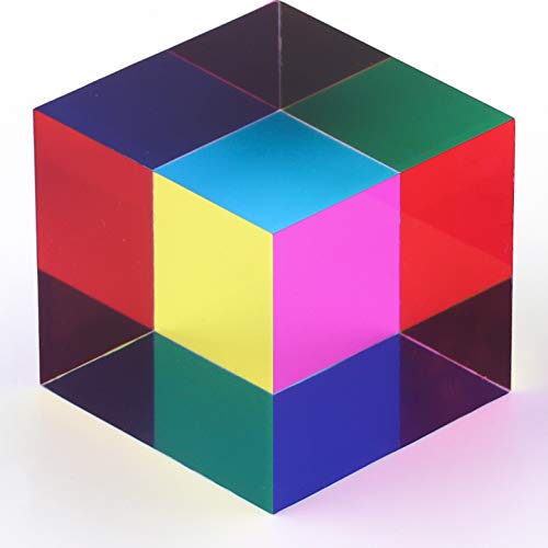 ZhuoChiMall Cubo de Mezcla de Colores CMY, Prisma acrílico de 40 mm (1,57 Pulgadas), para decoración del hogar u Oficina, Juguetes Stem/Steam, Aprendizaje de Ciencias